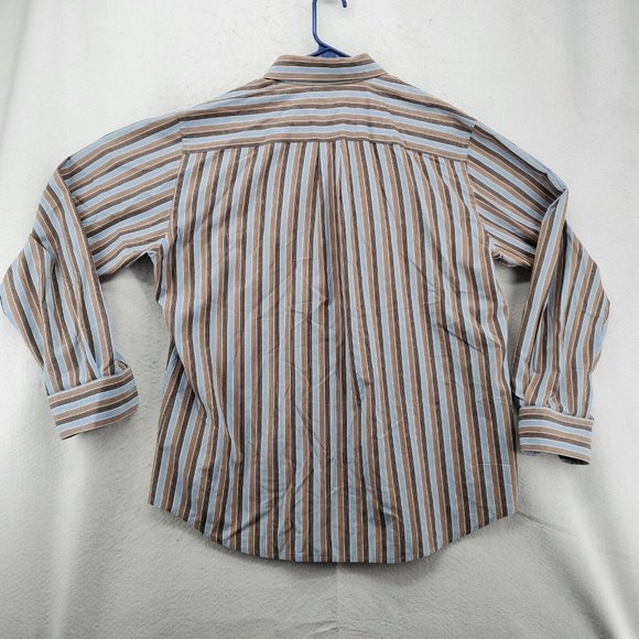 DOCKERS Shirt Men's Long Sleeve Casual Button Up Striped Easy Care Brown Large - Picture 8 of 12
